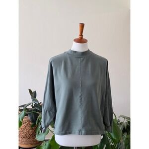 Beaumont Organic Sage Green Mock Neck Boxy Sweatshirt Center Seam‎ Medium